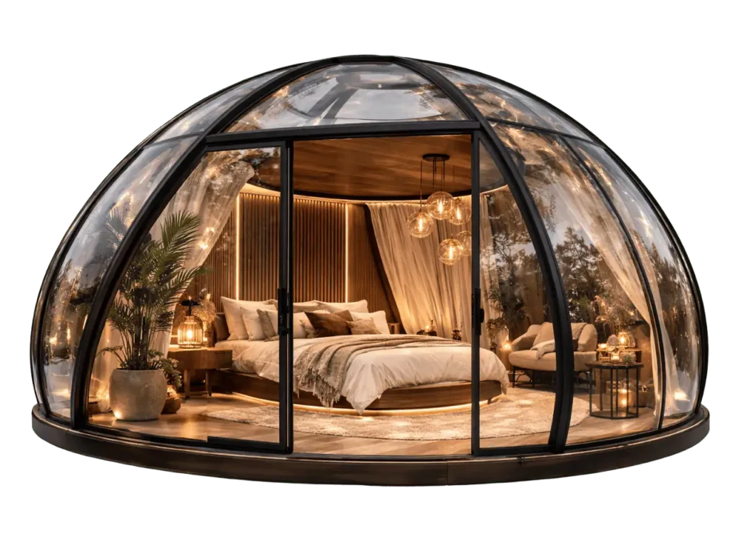luxury glass dome stargazing pod